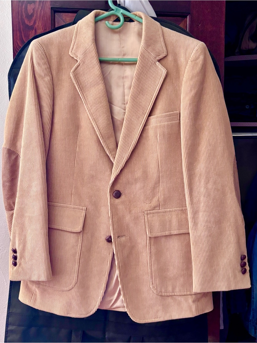 Men's Vintage Tan Corduroy Blazer - Classic Tailored Jacket